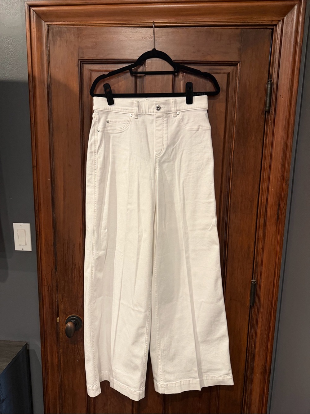 SPANX White Wide-Leg High-Rise Jeans